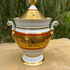 Vintage Limoges French Porcelain Bistro Ware La Farge Sugar Bowl with lid